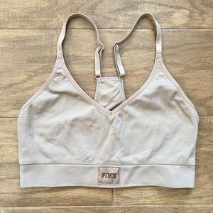 PINK Victoria's Secret Ribbed Sports Bra Size S ? Tan Racerback V-Neck